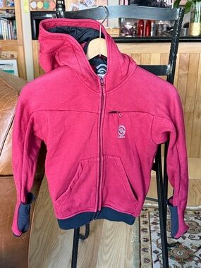 Kids' Loki Mt. Fleece Zip Up Hooded Sweatshirt, Raspberry Color. Size M 5/6 Y